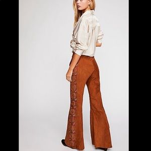 Free People beautiful daze suede pants Embroidered